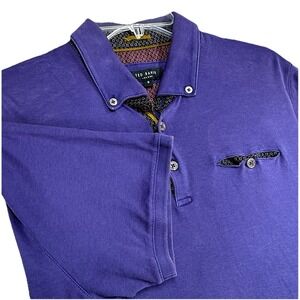 Ted Baker Mens Purple Short Sleeve Chest Pocket Golf Collared Polo‎ Shirt Size 6